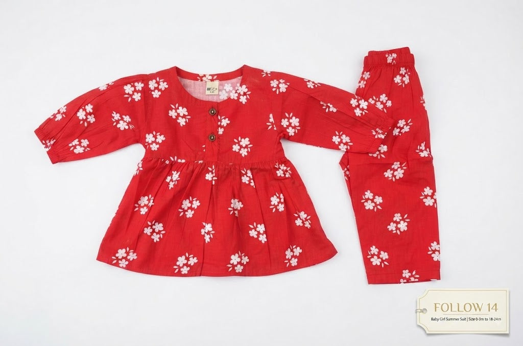 Kids Pure Cotton Full Sleeve Casual Dress | Comfortable  Daily Wear for Girls