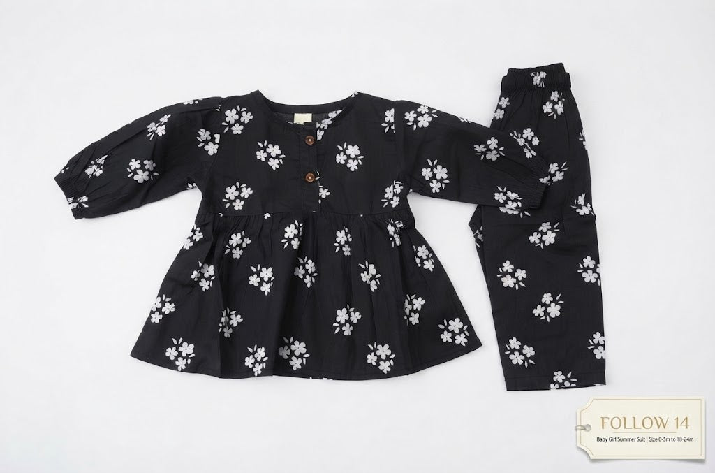 Kids Pure Cotton Full Sleeve Casual Dress | Comfortable  Daily Wear for Girls