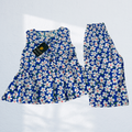 Floral 2-Piece Set for Girls | Sleeveless Peplum Top & Trouser | Pink & Royal Blue | 1Y to 6Y
