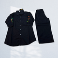 Girls Embroidered 2-Piece Co-ord Set | Kurti with Palazzo | Red Black Mustard | 6Y to 14Y