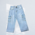 Boys Cargo Denim Capri Jeans | Side Pockets | Navy Blue & Light Blue | 1Y to 14Y