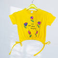 Girls "My Precious Garden" Print T-Shirt with Side Tie | Yellow | 3Y to 6Y